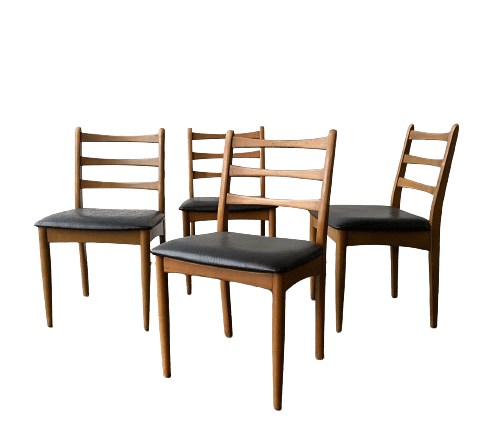 Set 4 Mid century 1970’s high back dining chairs by Schreiber
