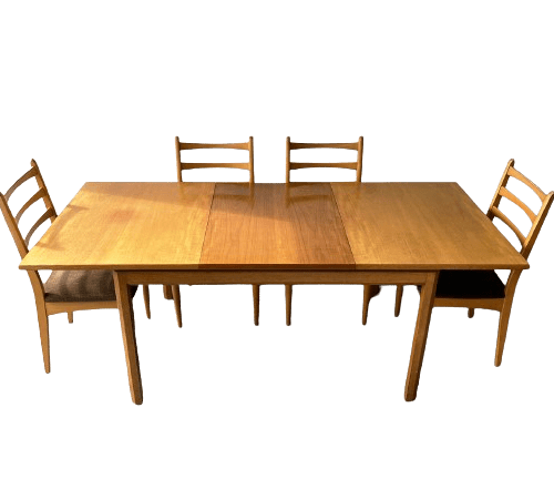 1960’s Mid-Century dining table by White and Newton with 4 dining chairs by Schrieber