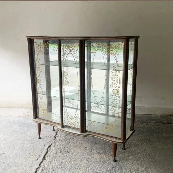 1950’s vintage mid century glass drinks / display cabinet / gin cabinet