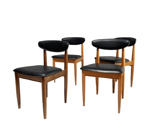 Set Of 4 1970's Mid Century Dining Chairs By Schreiber