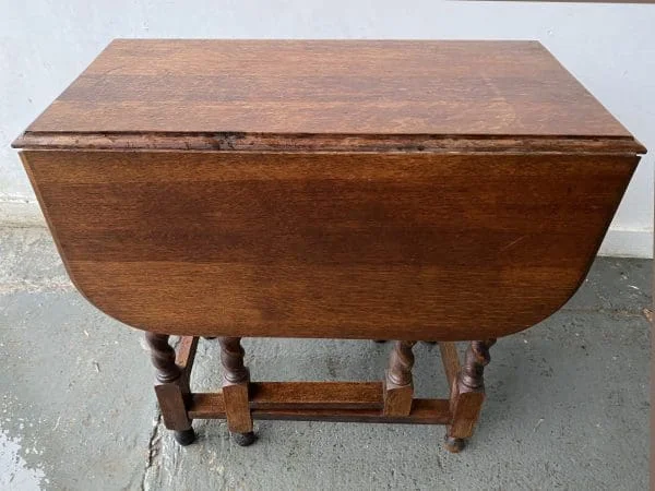 Late 19th century solid oak barley twist drop leaf table - Image 6