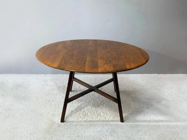 Midcentury Ercol 1950’s ‘Old Colonial 377” blue label drop leaf table - Image 3