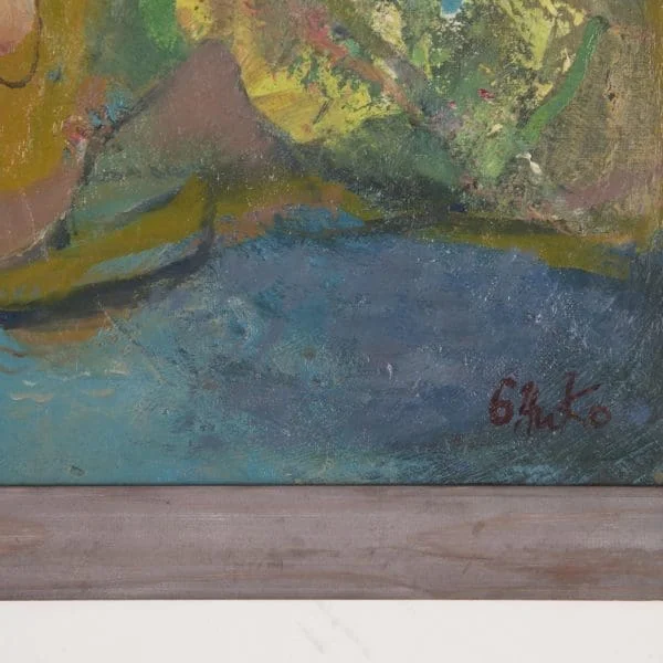 Mid Century Abstract Oil Painting - Image 2