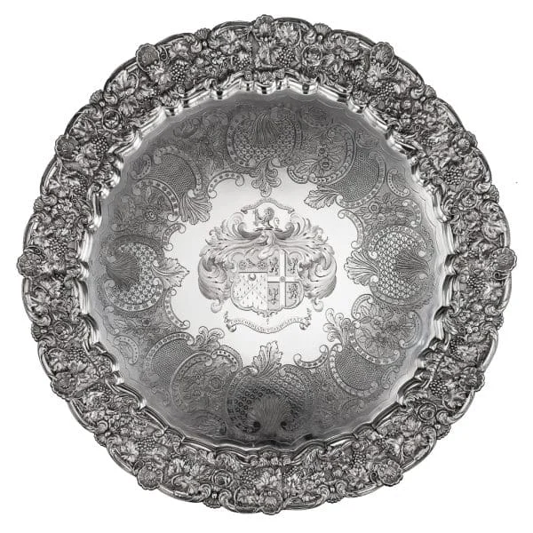 Antique 19th Century Georgian Solid Silver Salver by J E Terrey 1825 - Image 2