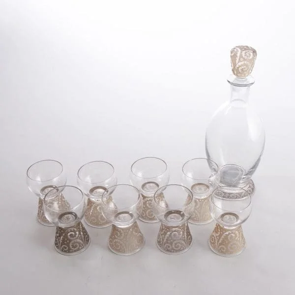 French Art Deco Liquor Set 'Mongolfier' by Daum Nancy