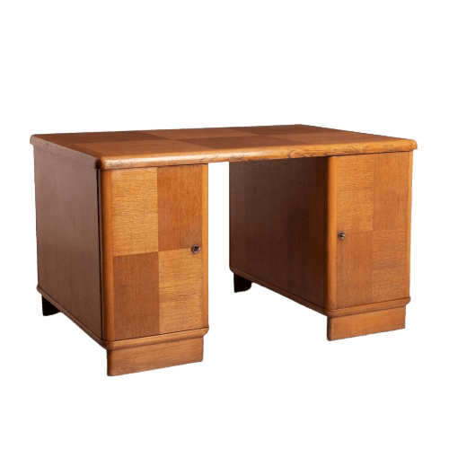 Art Deco Partners Desk in Harlequin Oak and Golden Oak c.1930