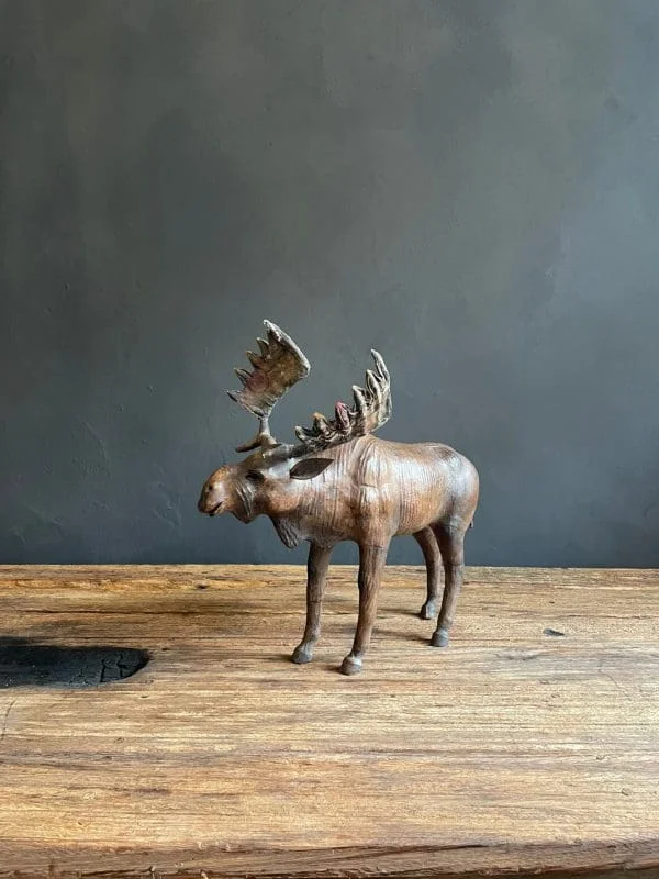 Vintage Leather Moose Figure - Image 4