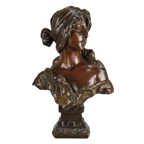Late 19th Century Art Nouveau French Bronze Bust "Cendrillon" by Emmanuel Villanis