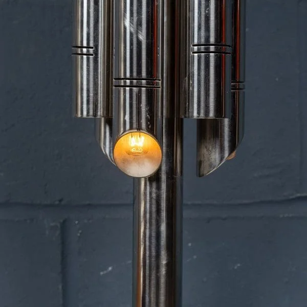 Midcentury Chrome Floor Lamp with Hand Blown Venetian Glass Shade, Italy Circa 1960 - Image 8