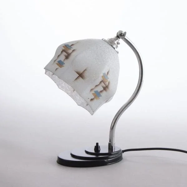 Geometric Shade Swan Neck Art Deco Table/Desk Reading Lamp