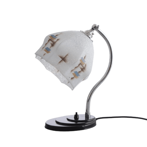 Geometric Shade Swan Neck Art Deco Table/Desk Reading Lamp