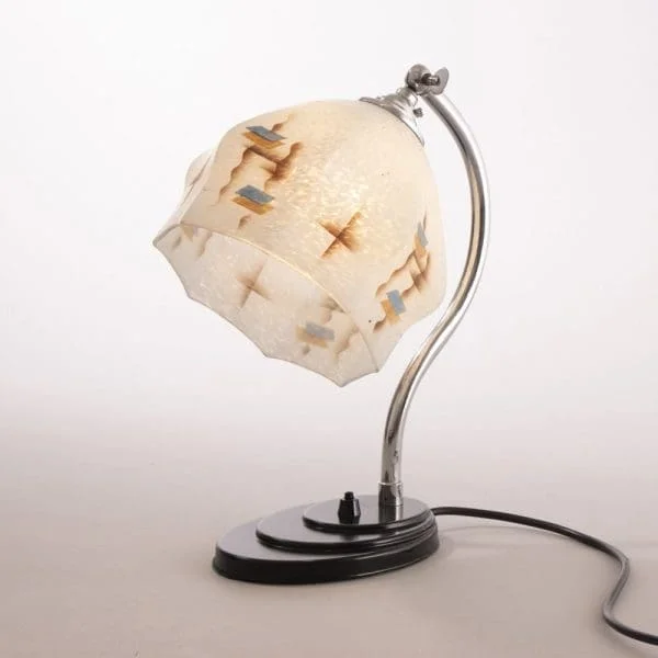 Geometric Shade Swan Neck Art Deco Table/Desk Reading Lamp - Image 9