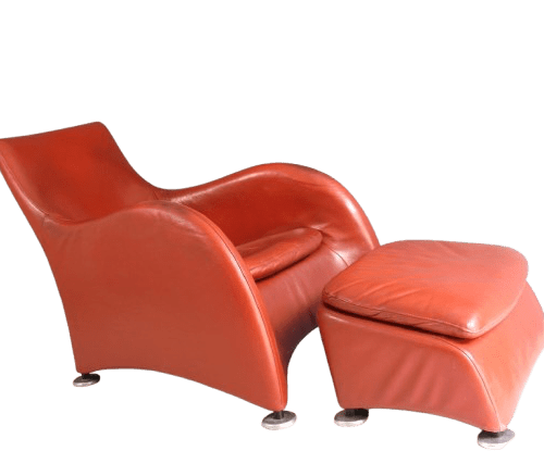 Vintage Loge Lounge Chair in Leather with Ottoman by Gerard Van Den Berg for Montis