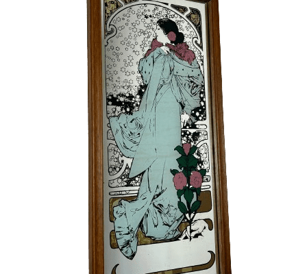 Vintage Alphonse Mucha Art Nouveau Mirror