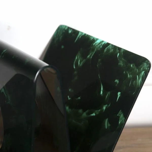 French Marbled Green Lucite Magazine Holder - Image 2