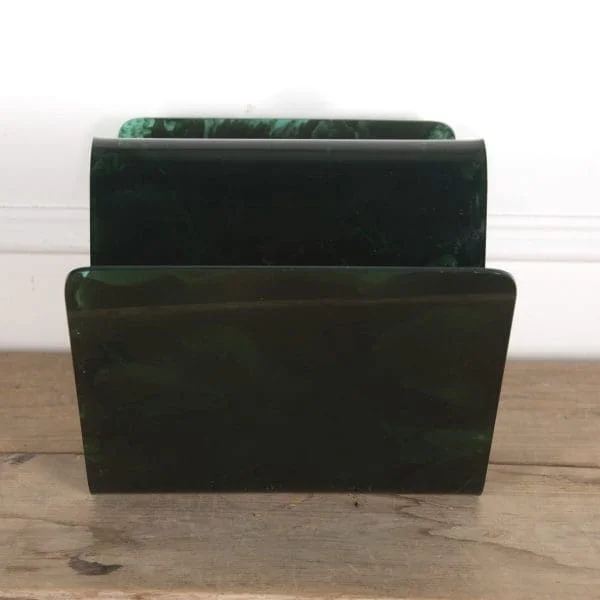 French Marbled Green Lucite Magazine Holder - Image 4