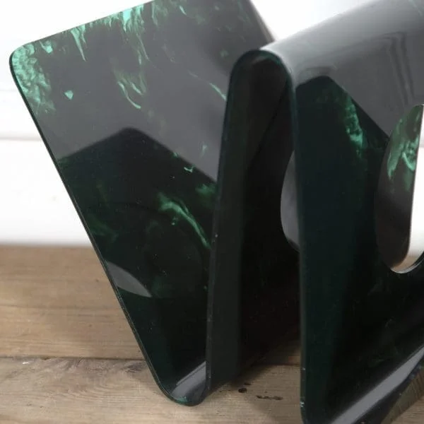 French Marbled Green Lucite Magazine Holder - Image 6