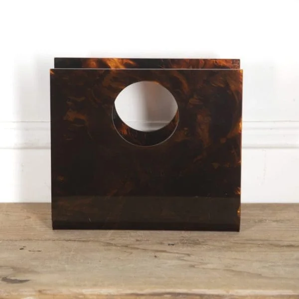 French Faux Tortoiseshell Lucite Magazine Holder - Image 3