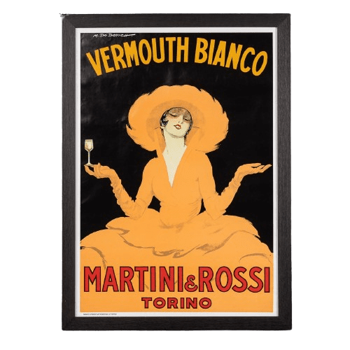 Framed Advertising Poster for Martini Italy Circa 1970