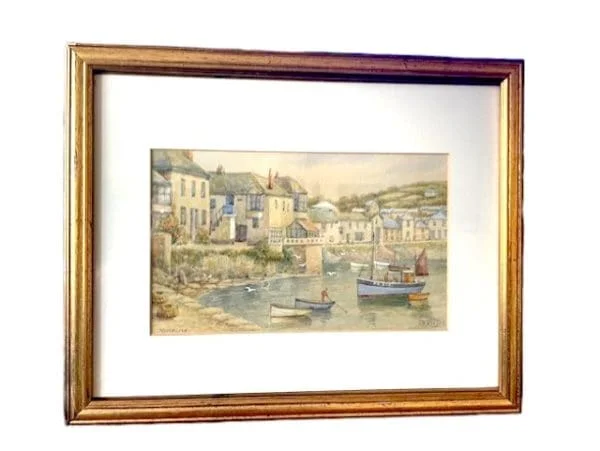 Watercolour of Mousehole, Cornwall, England by T H Victor - Image 8