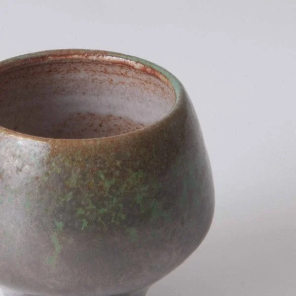 Small Midcentury Pottery Green Glazed Cup - Image 3