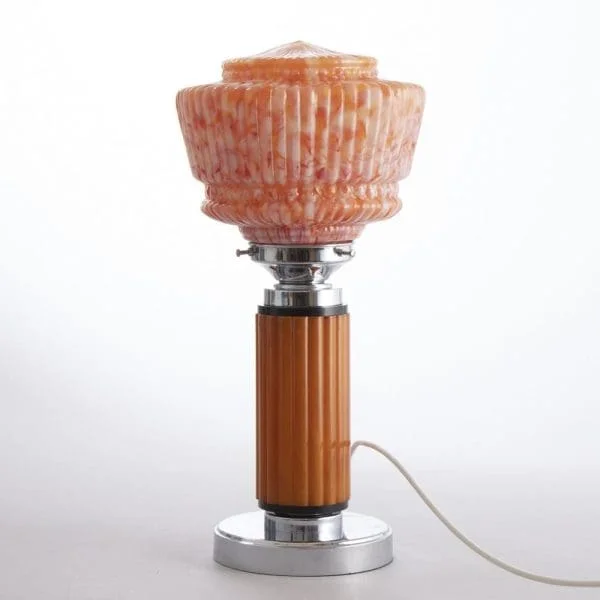 Art Deco Table Lamp with a thick Phenolic Column & Original Glass Shade c.1930 - Image 2