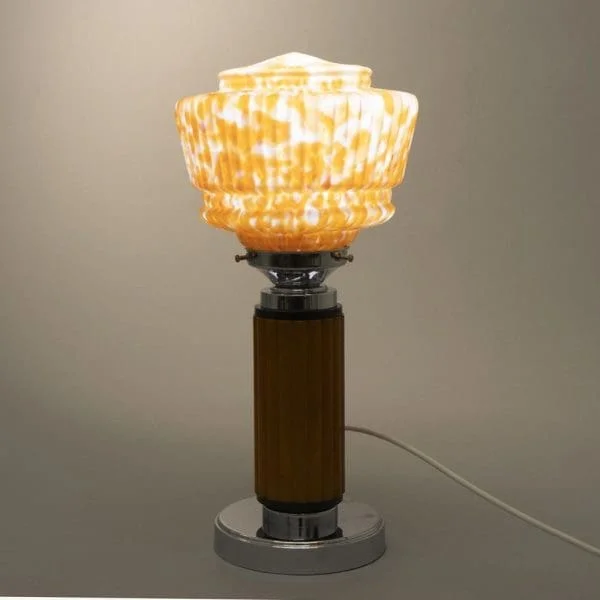 Art Deco Table Lamp with a thick Phenolic Column & Original Glass Shade c.1930 - Image 11