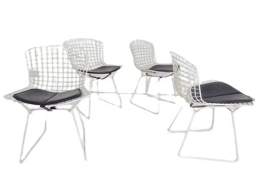 Vintage Set Of 4 Bertoia Dining Chairs By Harry Bertoia For Knoll International