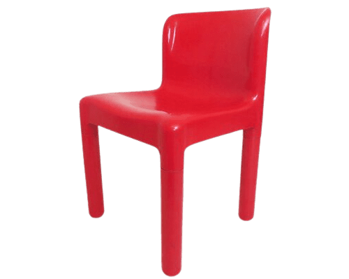 Midcentury Italian Red Plastic Chair By Carlo Bartoli For Kartell