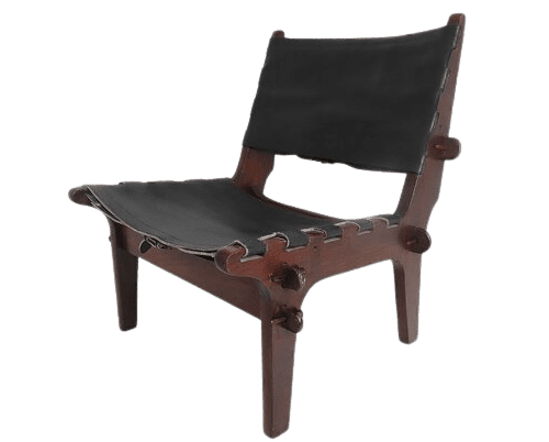 Rosewood and Black Leather Lounge Chair By Angel Pazmino For Muebles de Estil, Ecuador