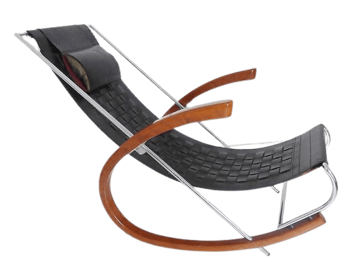 Rare Italian ' Donna ' Leather Rocking Chair By Elio Di Franco For Zanotta