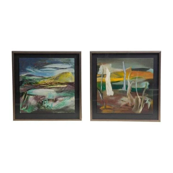 A set of four oil on aluminium Surrealist landscape paintings - Image 3