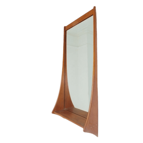 Danish Teak Wall Mirror & Shelf Designed by Jansen Spejle Denmark