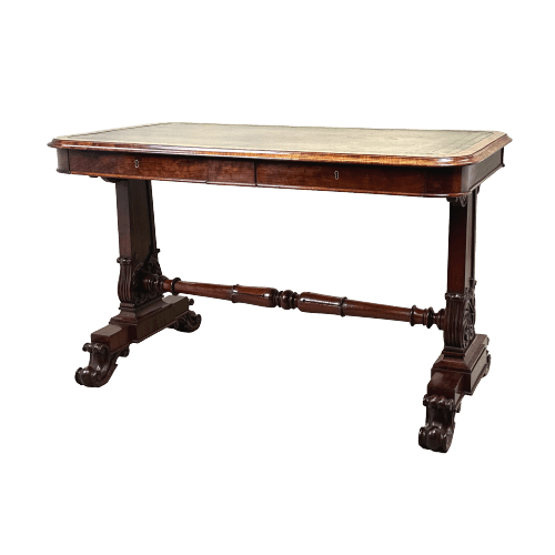 Regency Mahogany End Support Library Table, England Circa 1830