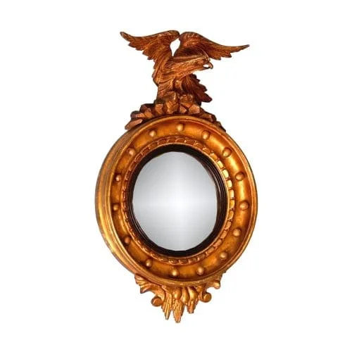 Tiny 19th Century Regency Gilt Convex Mirror, England Circa 1830
