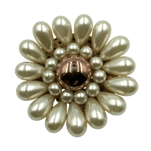 Vintage Louis Rousselet Glass Pearl and Copper Pearl Cabochon Cluster Brooch