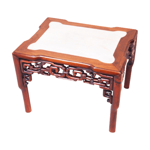 19th Century Oriental Hardwood & Marble Coffee Table China Circa 1860