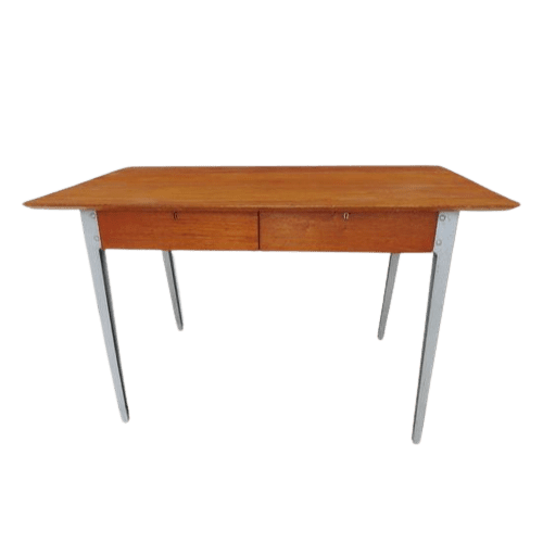 Mid Century Teak & Aluminium Model ESA 6212 Masters Desk by James Leonard for Esavian Circa 1950