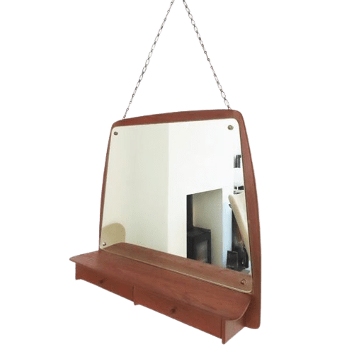 Danish Wall Mirror with Drawers
